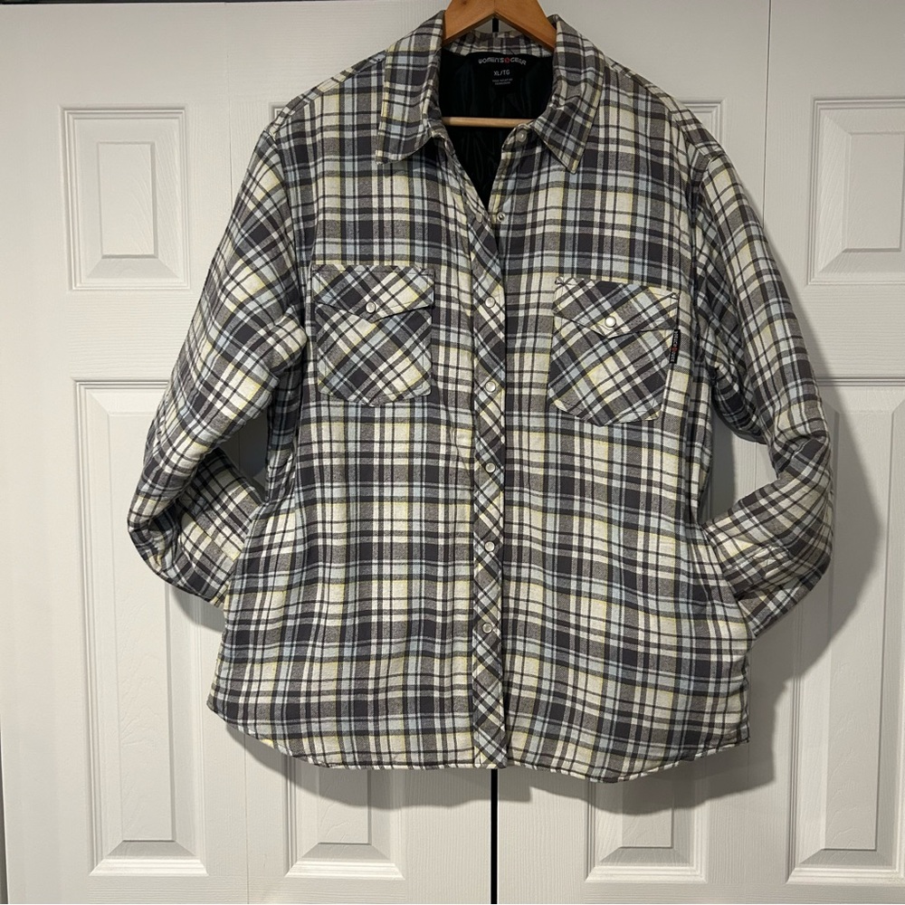 Women's Gear Plaid Shacket Quilted Lining Jacket